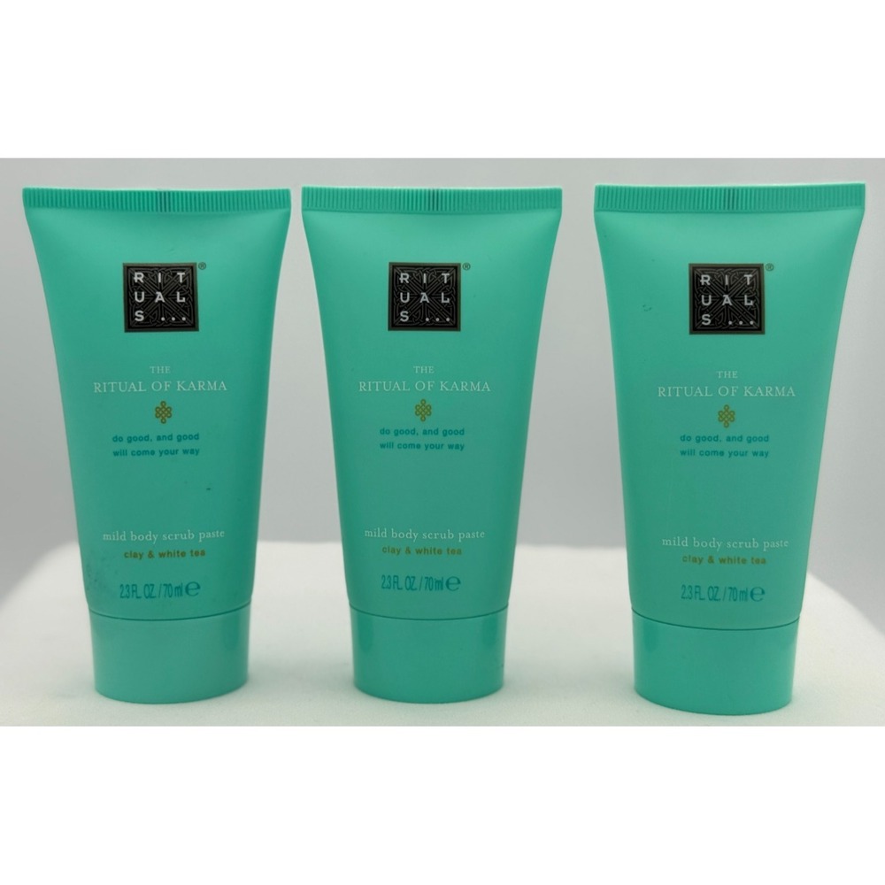 (3) The Ritual of Karma Mild Body Scrub Paste Clay & White Tea - NEW - 2.3 FL OZ